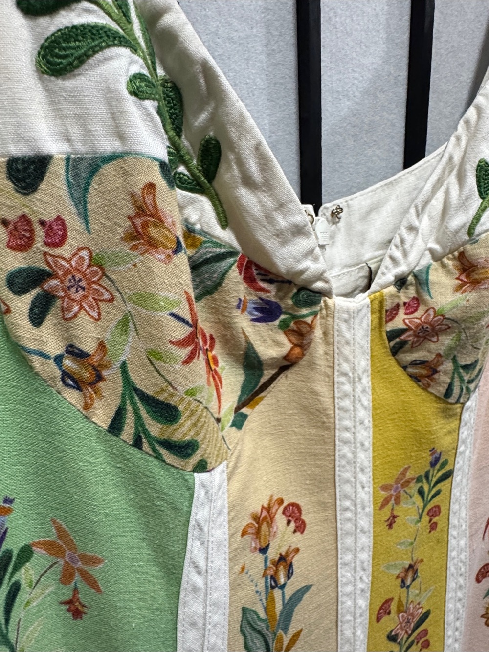 FARM Rio defect Delicate Floral Stripes Linen Blend Maxi Dress 🌼 - Picture 12 of 16